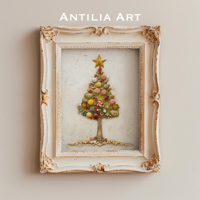 Whimsical Candy Christmas Tree Painting Holiday Poster (Creator Uploaded)