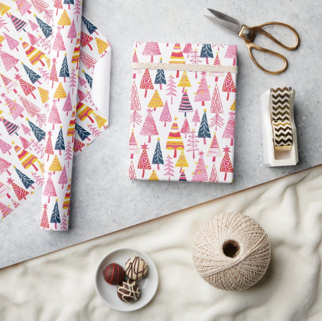 Whimsical Candy-Coated Christmas Tree Pattern Wrapping Paper (Crafts)