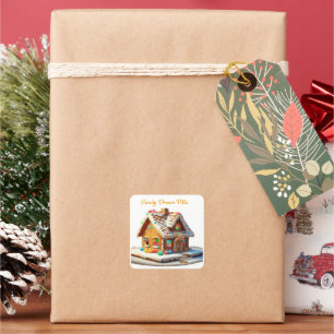 Whimsical Candy Dream Villa   Festive Gingerbread  Square Sticker