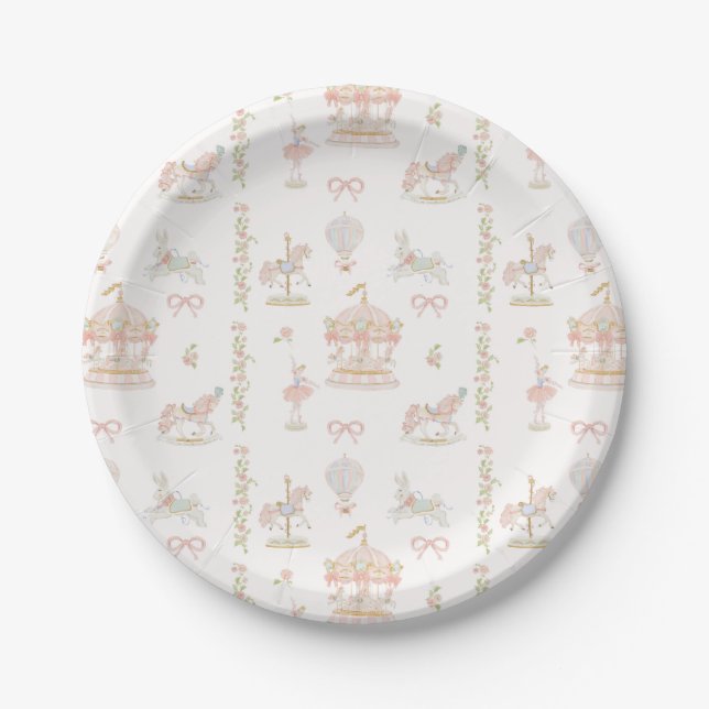 Whimsical Carousel Baby Shower Plate (Front)