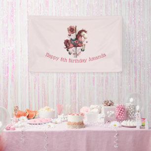 Whimsical Carousel Horse Image Birthday Banner