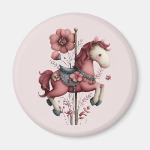 Whimsical Carousel Horse Image Magnet