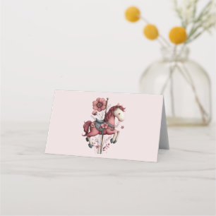Whimsical Carousel Horse Image Place Card
