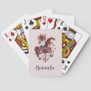 Whimsical Carousel Horse Image Playing Cards