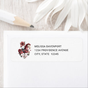 Whimsical Carousel Horse Image Return Address Label