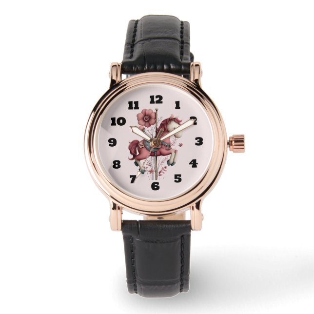 Whimsical Carousel Horse Image Watch (Front)