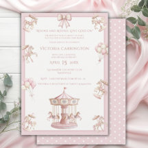 Whimsical Carousel Pink Baby Shower