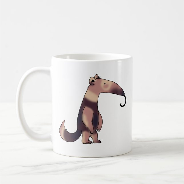 Whimsical Cartoon Anteater Art Coffee Mug (Left)