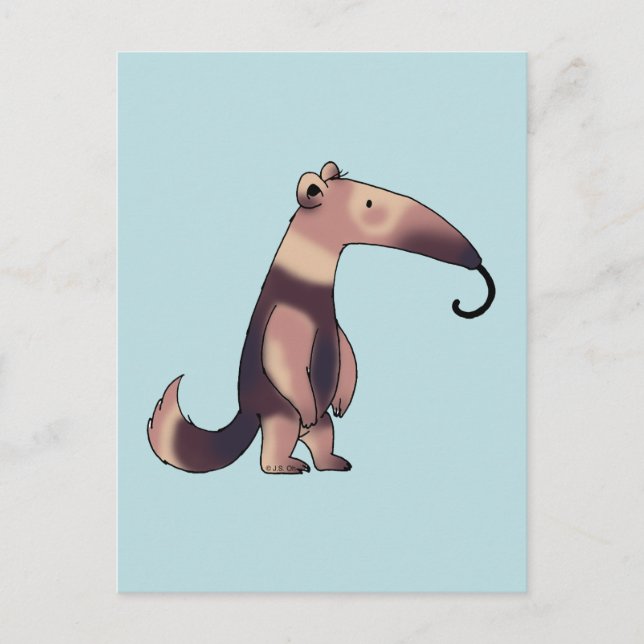 Whimsical Cartoon Anteater Art Postcard (Front)