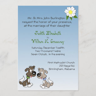 Whimsical Cartoon Dogs Wedding Invitation
