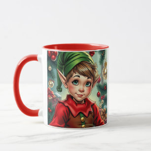 Whimsical Cartoon Elf Christmas Personalized Mug