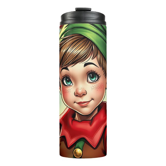 Whimsical Cartoon Elf | Christmas   Thermal Tumbler (Front)