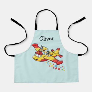 Whimsical Cartoon Firefighter Plane  Apron