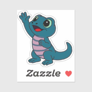 Whimsical Cartoon Gecko Decal Blue Green