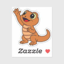 Whimsical Cartoon Gecko Decal Brown