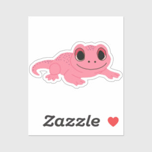 Whimsical Cartoon Gecko Decal Pink