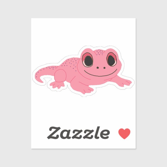 Whimsical Cartoon Gecko Decal Pink (Sheet)