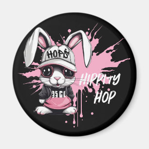 Whimsical Cartoon Hip Hop Bunny Magnet