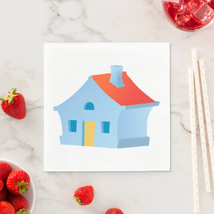 Whimsical Cartoon House Colourful Playful Home Napkin