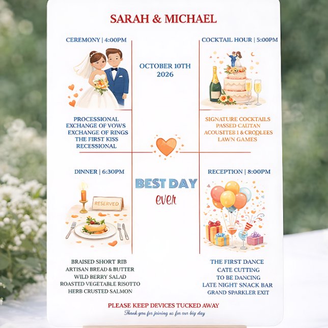 Whimsical Cartoon Icons Wedding Timeline Program (Creator Uploaded)