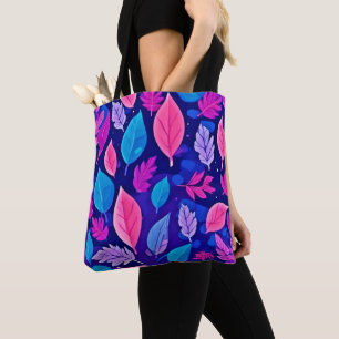 Whimsical Cartoon Leaves: Purple & Pink Tote Bag