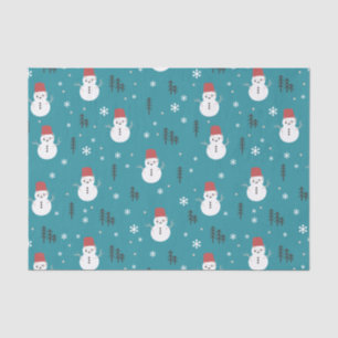 Whimsical Cartoon Snowmen in Winter Tissue Paper