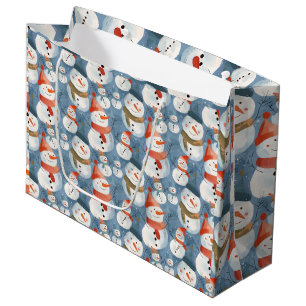 Whimsical cartoon snowmen large gift bag