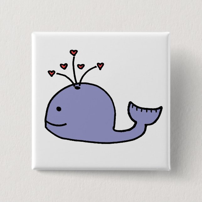 Whimsical Cartoon Whale 15 Cm Square Badge (Front)