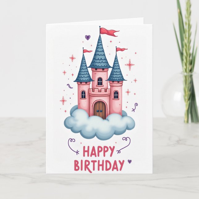Whimsical Castle Celebration Card (Front)
