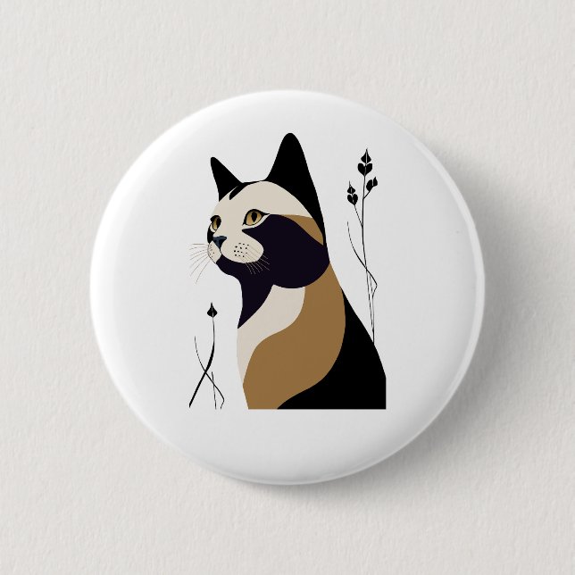 Whimsical Cat 6 Cm Round Badge (Front)