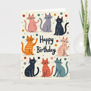 Whimsical Cat Art Card