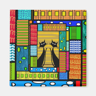 Whimsical Cat Art Gifts Magnet
