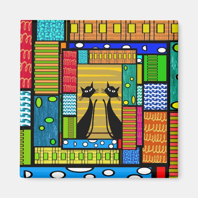 Whimsical Cat Art Gifts Magnet (Front)