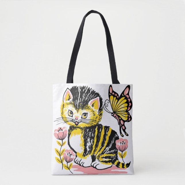 Whimsical Cat Art Tote – Stylish and Functional  (Front)