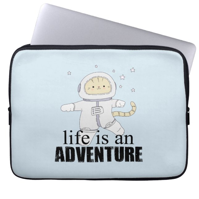 Whimsical Cat Astronaut Life Adventure Laptop Sleeve (Front)