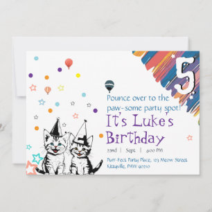 Whimsical Cat Birthday Invitation