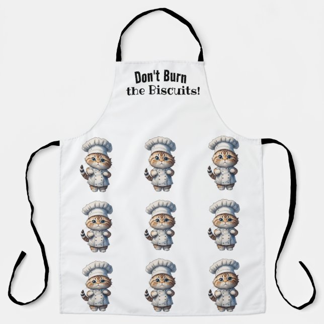 Whimsical Cat Chef All-Over Print Apron (Front)