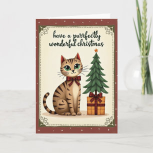 Whimsical Cat Christmas Card