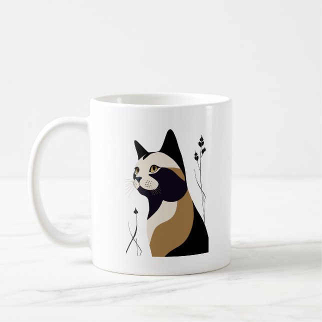 Whimsical Cat Coffee Mug (Left)