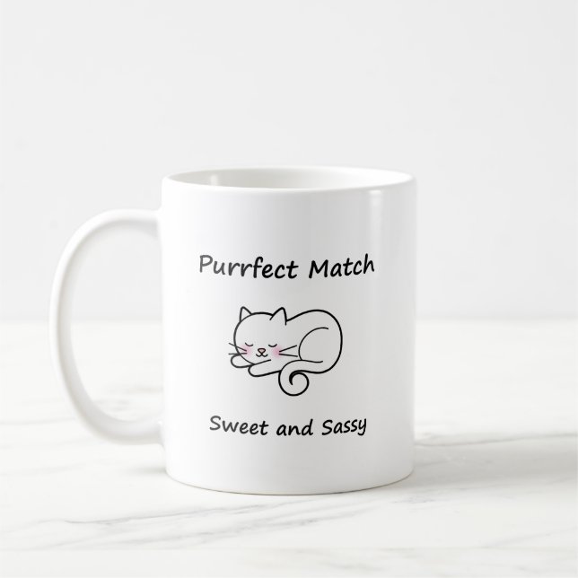 Whimsical Cat Coffee Mug (Left)