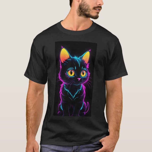 Whimsical Cat Dream  CollBasic Dark T-Shirt (Front)