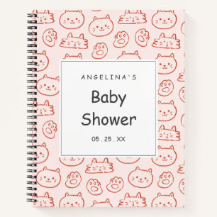 Whimsical Cat Face Baby Shower Gift List Notebook