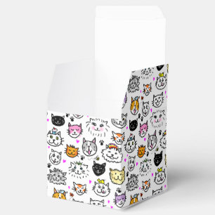 Whimsical Cat Faces Pattern Favour Box