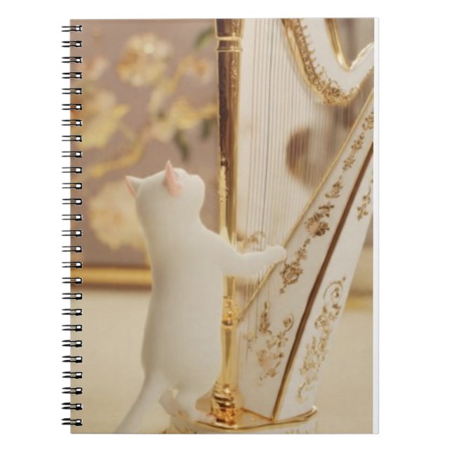 Whimsical Cat Harpist – Notebook (Front)