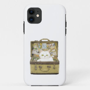 Whimsical Cat in Suitcase Mobile Case 