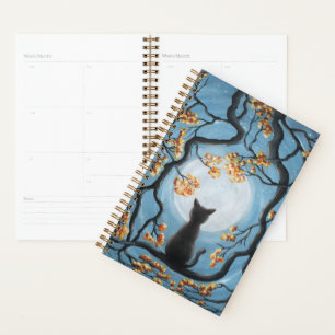 Whimsical Cat in Tree Full Moon Painting Planner