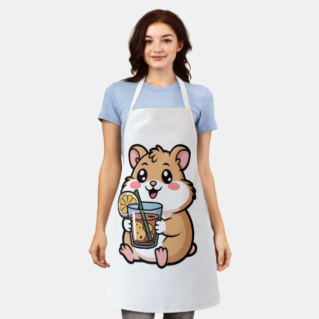 Whimsical Cat Kitchen Apron for Cat Lovers (Worn)