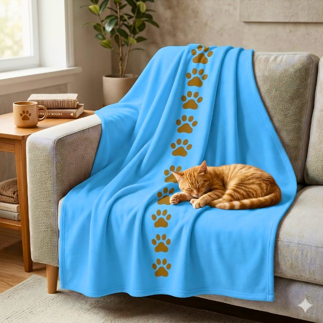 Whimsical Cat Lover Blue  Fleece Blanket (Creator Uploaded)