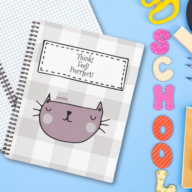 Whimsical Cat Lover's Purrfect Buffalo Plaid Notebook (Creator Uploaded)