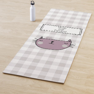 Whimsical Cat Lover's Purrfect Buffalo Plaid Yoga Mat